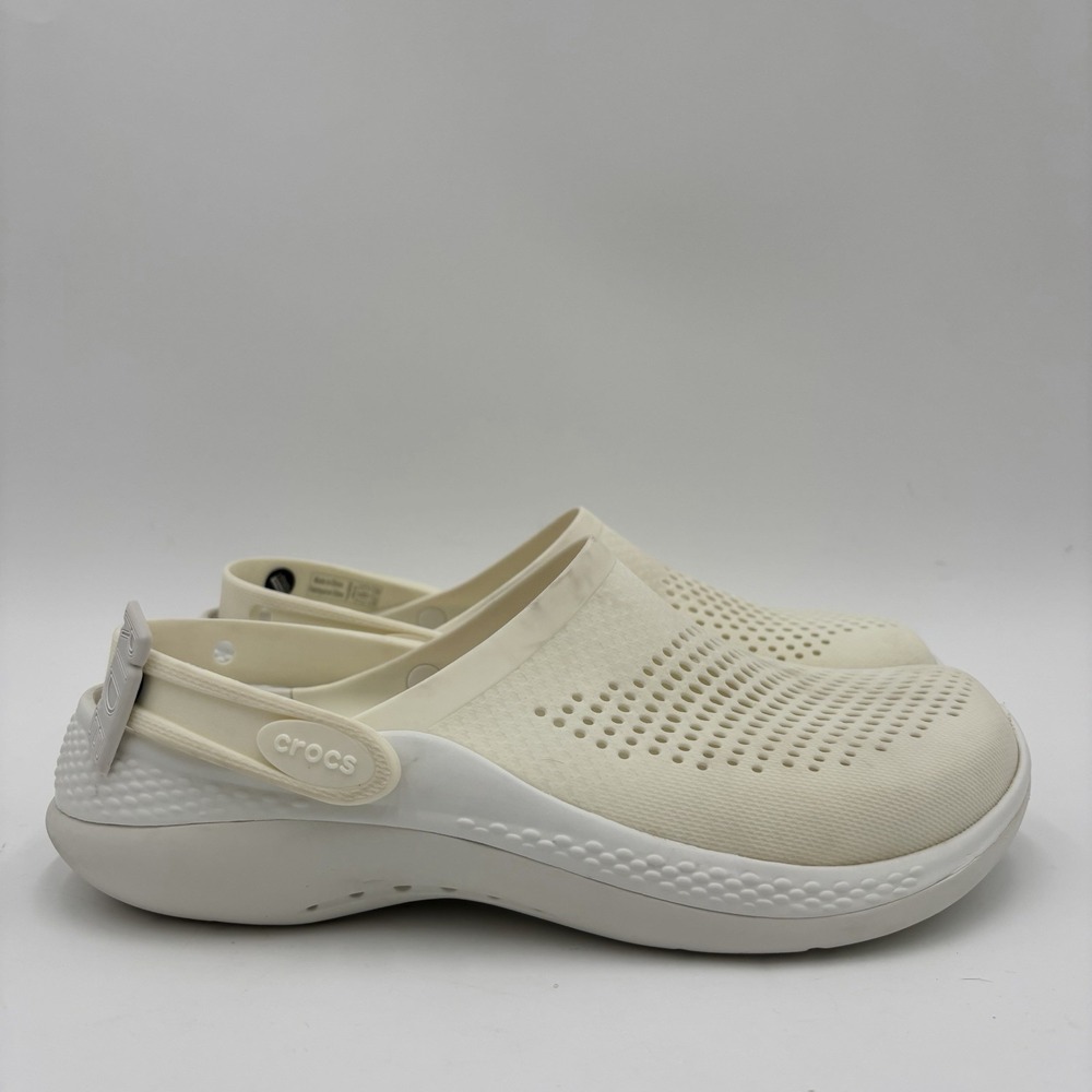 Crocs Literide Clogs Cream/White Womens Size 10 Slip On Shoes Sling Back
